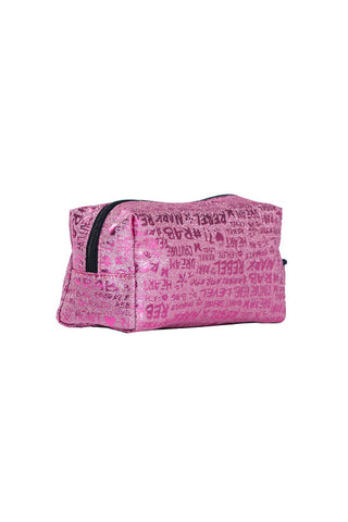 Signature in Pink Rebel Makeup Bag with Black Zipper