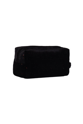 Velvet in Black Galaxy Sparkle Rebel Makeup Bag with Black Zipper