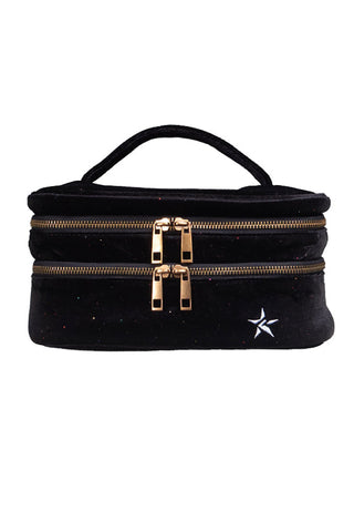 Velvet in Black Galaxy Sparkle Rebel Glam and Go with Black Zipper