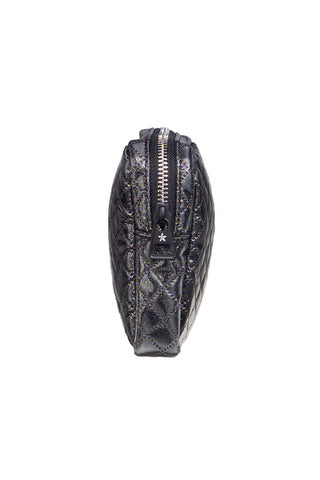Quilted Sparkle Rebel Square Clutch with Black Zipper