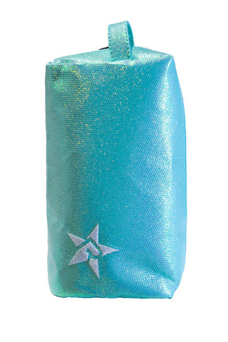 Glossy Pastel Aqua Rebel Makeup Bag with White Zipper