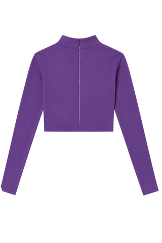 Mock-Neck Solid AthleticFlex Cropped Bodyliner in Purple