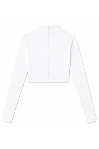 Mock-Neck Solid AthleticFlex Cropped Bodyliner in White