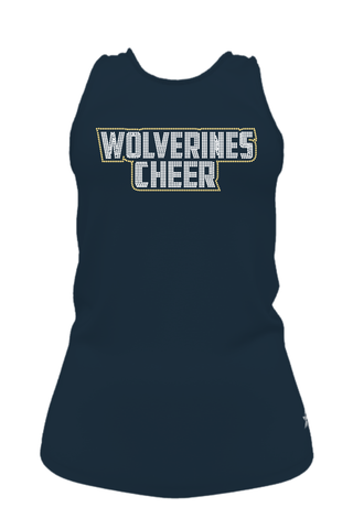 Casual Tank in Navy with Windham Wolverines Cheer - NH Logo in Crystal