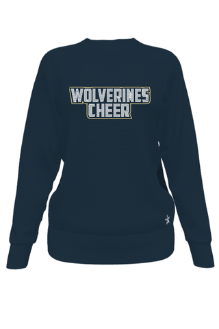 Crewneck Sweatshirt in Navy with Windham Wolverines Cheer - NH Logo in Crystal