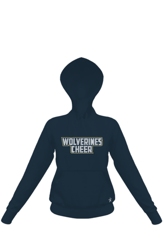 Hoodie with Pockets in Navy with Windham Wolverines Cheer - NH Logo in Crystal