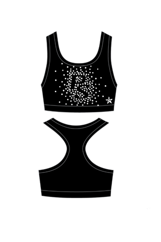 Sports Bra in Black with Crystal Burst Logo - Philip Simmons High - SC