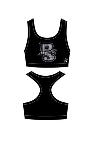 Sports Bra in Black with Crystal Fill Logo - Philip Simmons High - SC