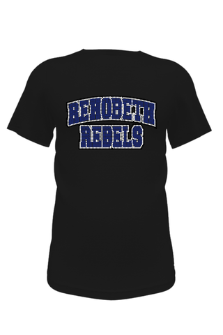 Unisex T-Shirt in Black with Crystal Rebels Logo - Rehobeth Peewee Association