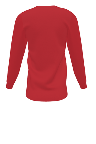 Loose Fitting Long Sleeve T-Shirt with V-Neck in Red