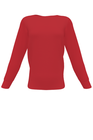 Loose Fitting Long Sleeve T-Shirt with V-Neck in Red