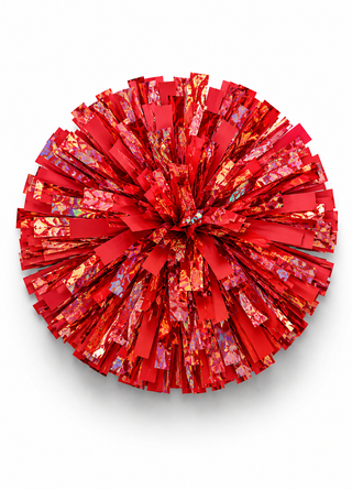 Individual Plastic and Holographic Mixed Pom in Red - Barrington High School Cheer