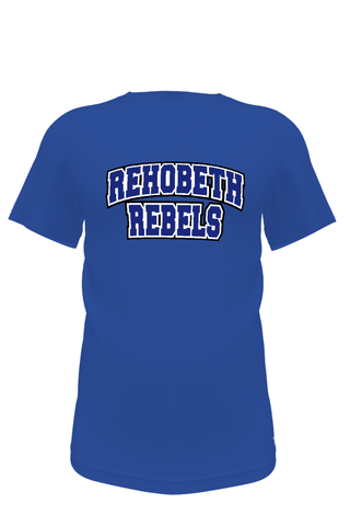 Unisex T-Shirt in Royal Blue with Screenprint Rebels Logo - Rehobeth Peewee Association