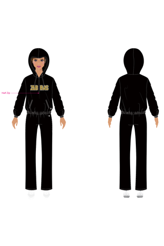 Relaxed Warmup Jacket with 1/2 Zip and Hood - Rochester High School Cheer - IN