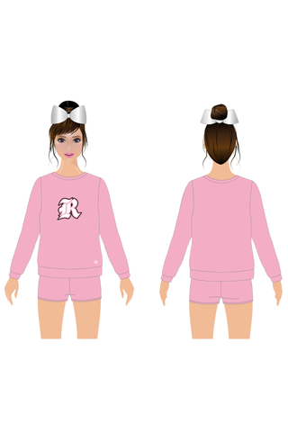 Crewneck Sweatshirt in Pink with Screen Print Logo - Rochester High School Cheer - IN