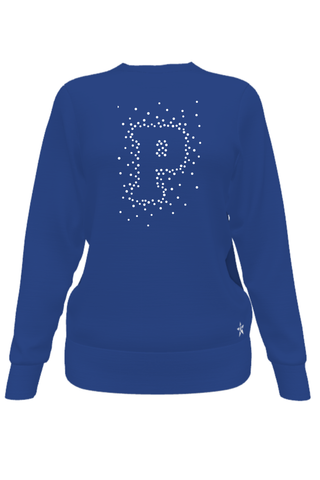 Crewneck Sweatshirt in Royal Blue with Plainfield Community Middle School Cheer - IN Logo in Crystal Burst