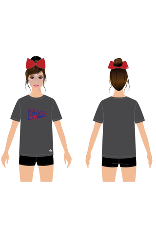 Unisex Tee Shirt in Dark Grey with Screen Print Logo - Southeast Lauderdale Middle School-Cheer MS