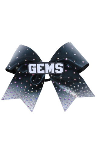 Silver Mystique Bow with Tails and AB Crystal Burst - TCDC Gems Logo