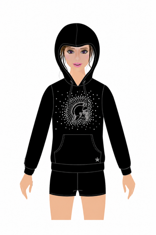 Hoodie With Pockets in Black with Mascot Logo in Crystal - Thornapple Kellogg - MI