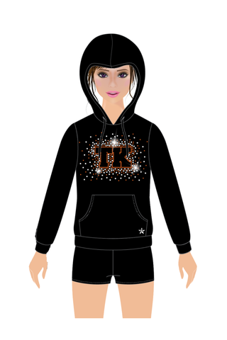 Hoodie With Pockets in Black with TK Logo in Crystal - Thornapple Kellogg - MI