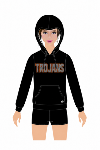 Hoodie With Pockets in Black with Trojans Logo in Crystal - Thornapple Kellogg - MI