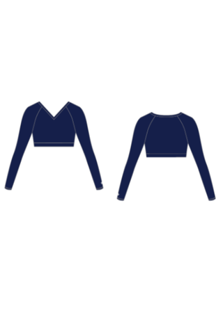 V-Neck Solid AthleticFlex Cropped Bodyliner in Navy Blue