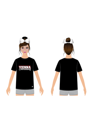 Unisex Tee Shirt in Black - Crystal Logo - Vienna Youth Cheer