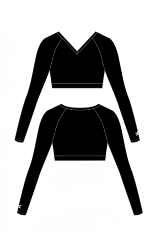 V-Neck Solid AthleticFlex Cropped Bodyliner in Black
