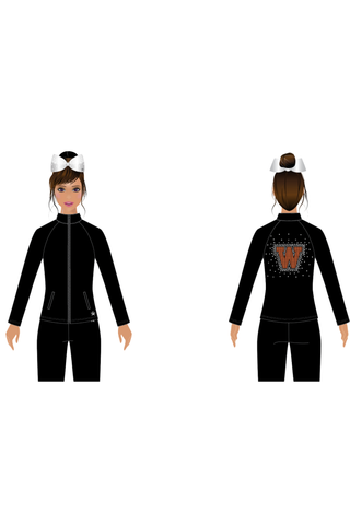 Solid AthleticFlex Warmup Jacket with Pockets and Crystal Logo in Black - West De Pere High School Dance WI
