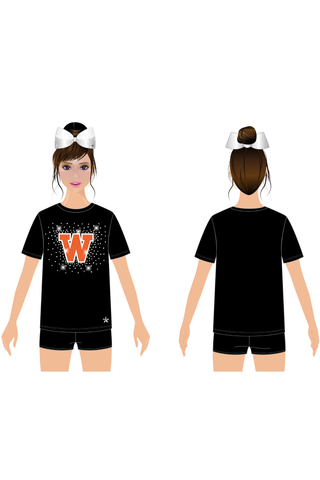 Unisex Tee Shirt in Black with Crystal Logo - West De Pere High School Dance WI