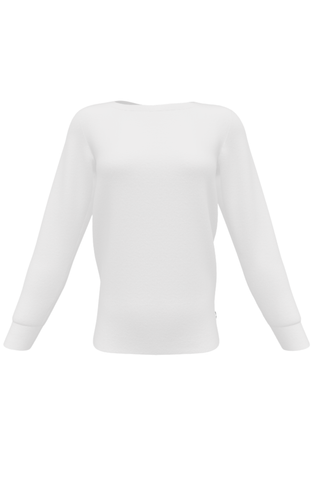 Loose Fitting Long Sleeve T-Shirt with V-Neck in White