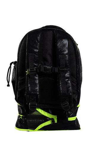 Faux Suede in Black Rebel Baby Dream Bag with Neon Green Zipper