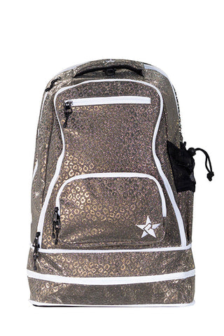 Leopard in Gunmetal Rebel Baby Dream Bag with White Zipper