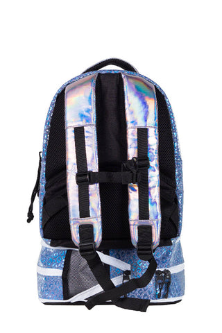 Leopard in Steel Blue Rebel Baby Dream Bag with White Zipper