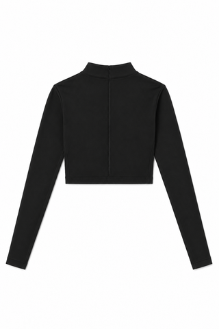 Mock Neck Solid AthleticFlex Cropped Bodyliner in Black - Dobson Eagles - Youth League