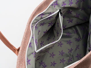 rose gold tote bag interior