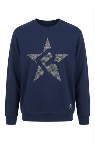 Rebel Crystal Star Crewneck — Navy