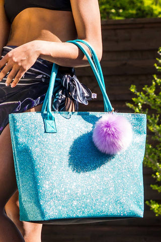 teal tote bag