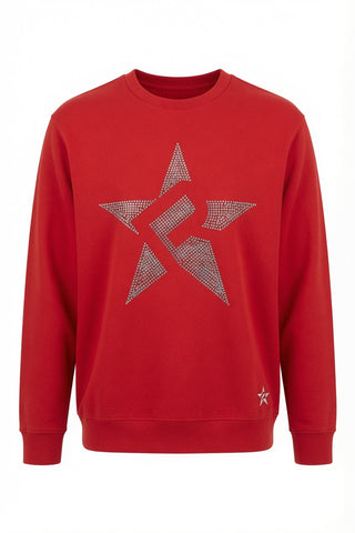 Rebel Crystal Star Crewneck — Red